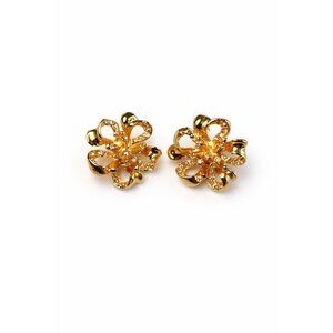 Goldtone Flower Stud Earrings - 1" Openwork Floral Earrings